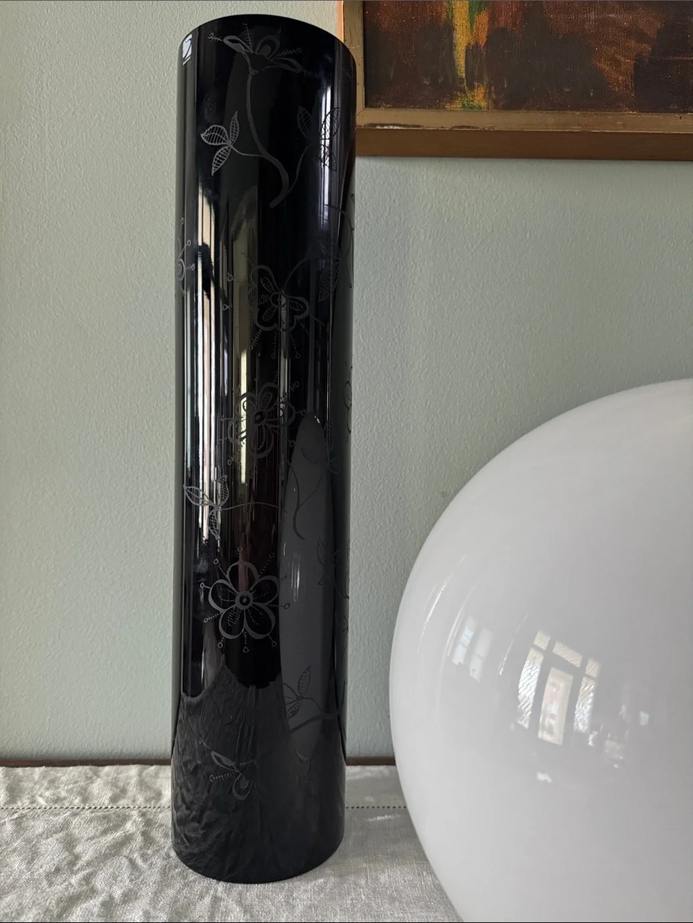 Blenko Etched Glass vase